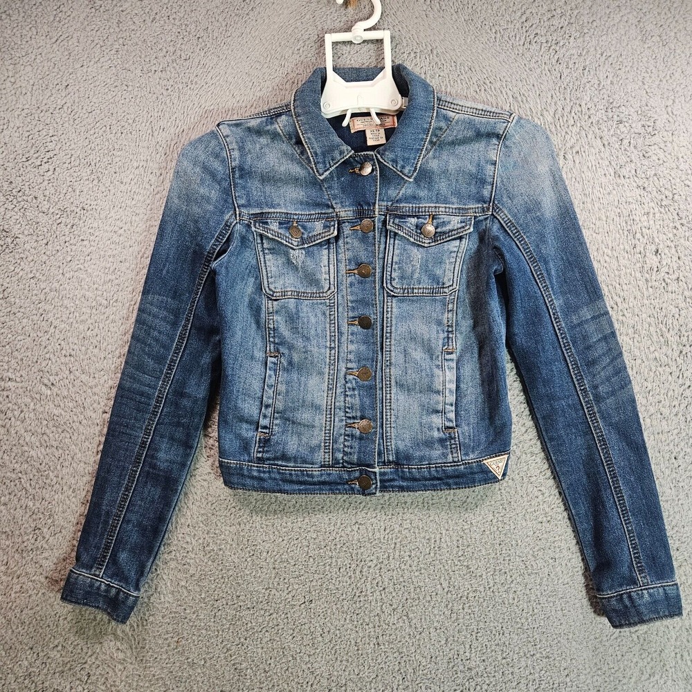 Guess Jeans Jacket Women XS Crop‎ Button Up Long Sleve